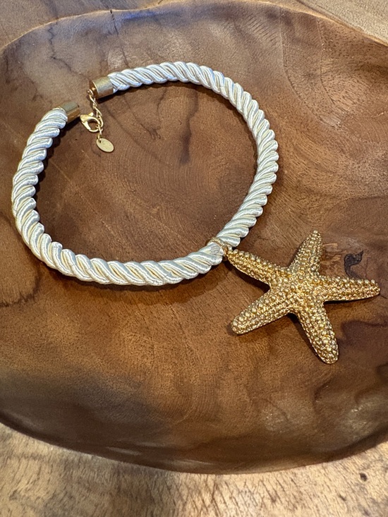 Zara Jewelry - Zara Gold Starfish Pendant on Cream Twisted Cord